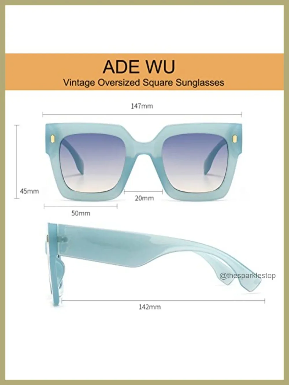Oversized Square Sunglasses for Women UV400 Protection Plastic Frame Trendy